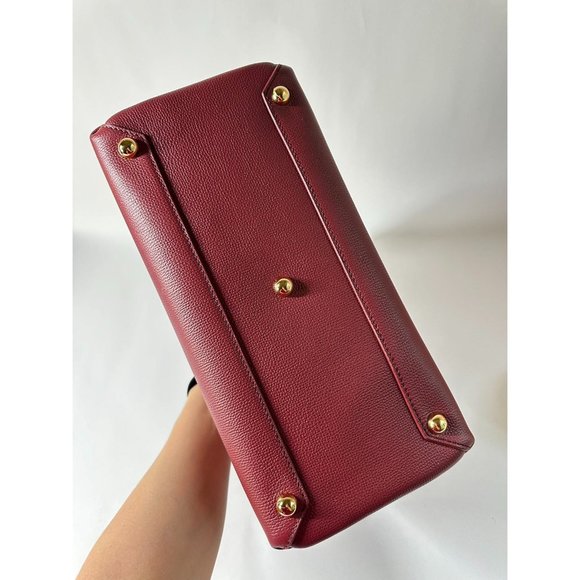 Burberry Medium Banner House Check Leather Tote Shoulder Bag Crimson - Picture 12 of 16